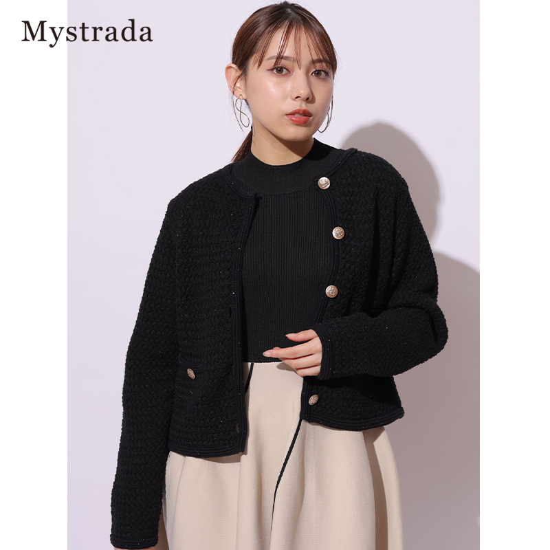 Mystrada2024早春新品金属扣封边设计短款外套34153550 - 图2