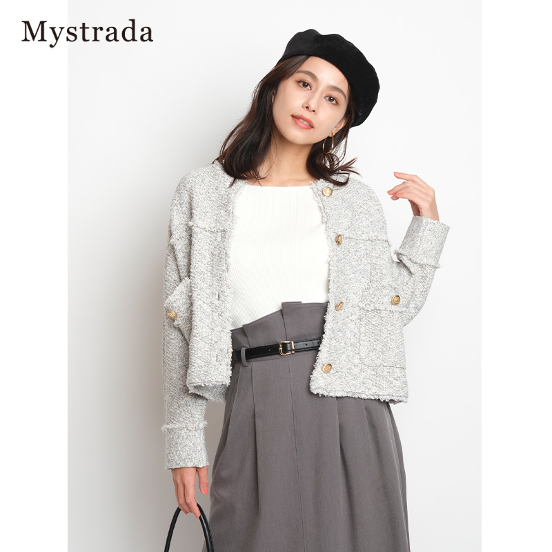 Mystrada2023秋冬新品针织质感小香风外套短款33359950 - 图1