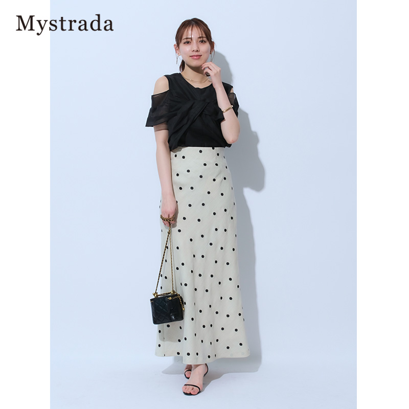 Mystrada2024夏季新品圆点图案长款半身裙34130880 - 图0