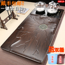 Fully automatic tea set tea tray suit home solid wood big number tea table tea sea glass bottom water burning kettle integrated