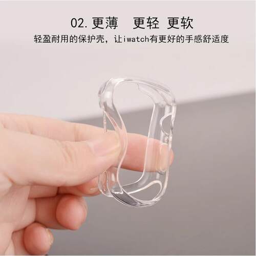 AppleiWatchS9代S10手表壳s11透明半包镂空SE3硅胶套适用6苹果iWatchS8手表套10保护套46表壳42mm全包保护壳7 - 图0