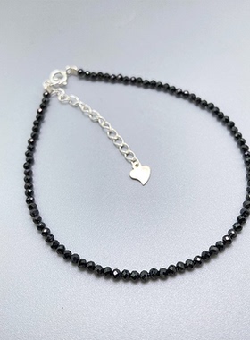 石榴石项链超细天然手链黑尖晶