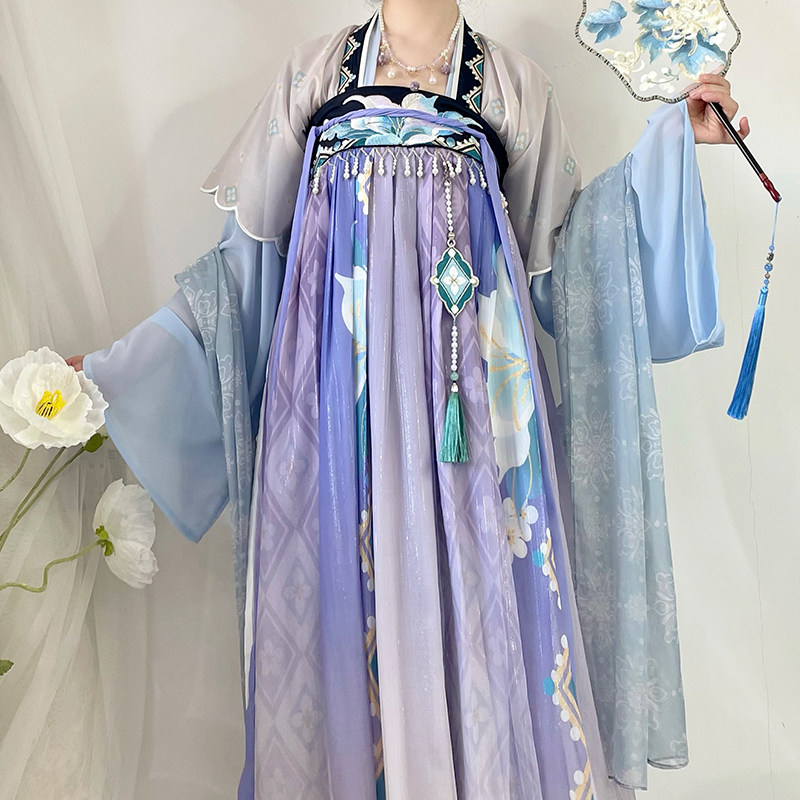 诗本记留仙诗本记原创半臂对襟衫齐胸裙汉服中国风唐制改良全套_虎窝淘
