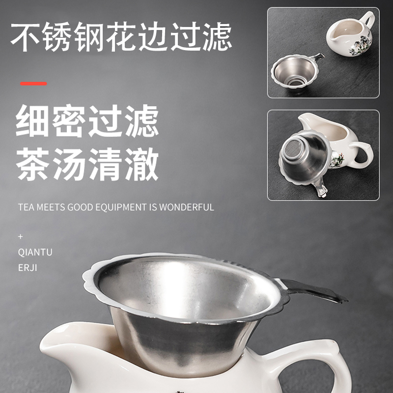 功夫茶具家用盖碗小套装简约会客整套陶瓷茶杯泡茶壶一碗三杯茶盘