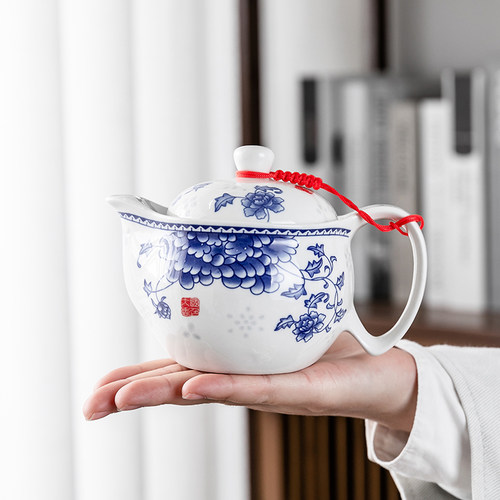 陶瓷大容量凉水壶大号青花瓷提梁泡茶壶套装家用客厅茶具办公室 - 图3