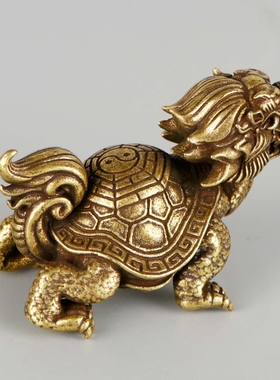 黄铜招财中式龙龟摆件