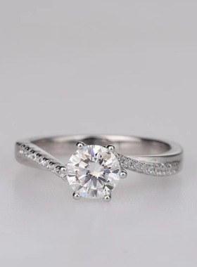 【微扭皇冠戒指】s925银镀金白金戒指50分-2克拉精致百搭修饰