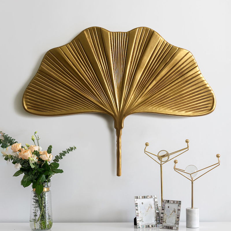 北欧墙饰装饰创意轻奢沙发玄关壁炉壁饰杏叶挂件背景墙面客厅挂件 - 图1