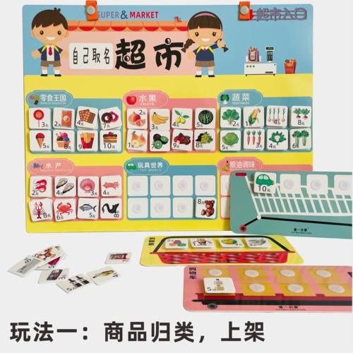 幼儿园儿童安静益智超市玩具仿真收银机购物车加减法启蒙过家家 - 图0