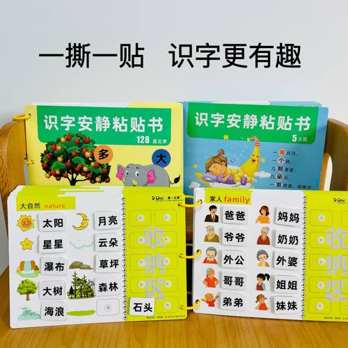 董一启蒙幼儿园童宝宝认字小学识字神器粘贴书益智早教卡安静手撕 - 图1