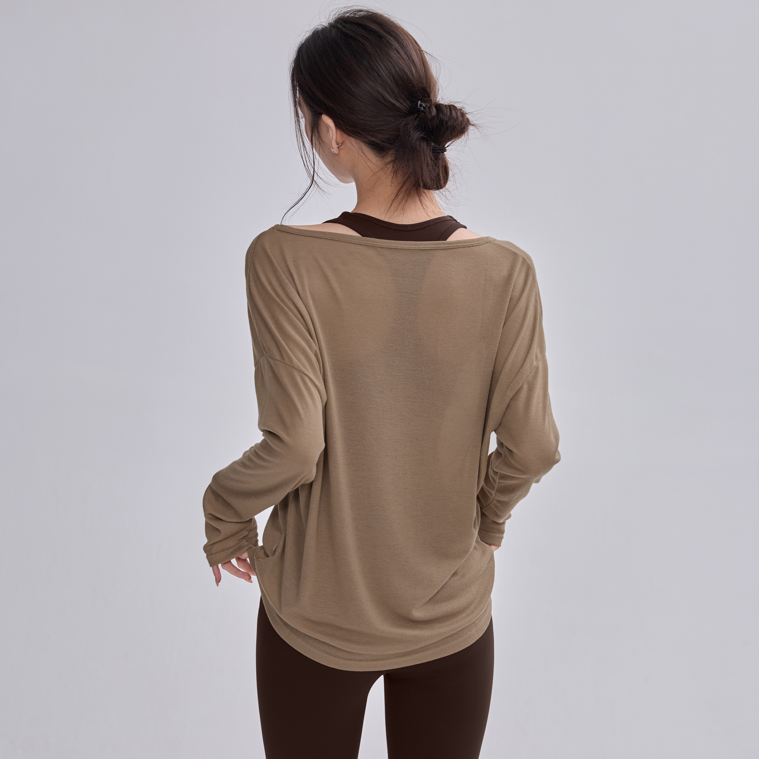 宽松瑜伽服罩衫女普拉提训练秋冬长袖透气上衣2025健身运动套装新,淘宝优惠券,粉丝福利购,淘宝优惠卷