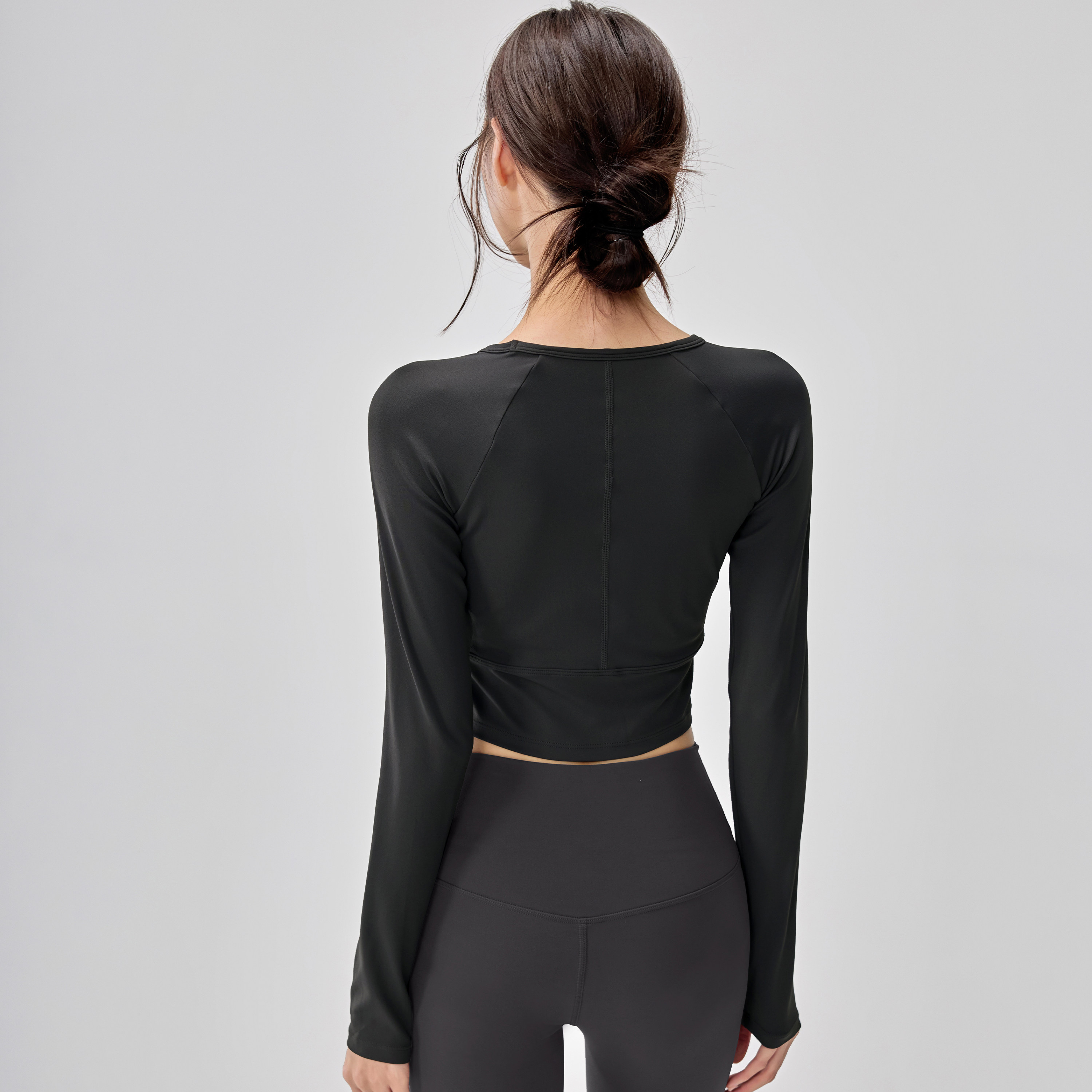 带胸垫瑜伽服女紧身显瘦运动长袖套装普拉提训练上衣秋冬健身T恤,淘宝优惠券,粉丝福利购,淘宝优惠卷