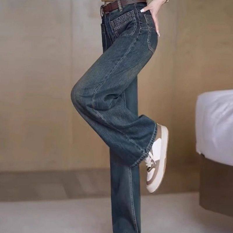 加厚绒阔腿牛仔裤女2025年秋冬新款宽松小个子高腰秋冬季显瘦,淘宝优惠券,粉丝福利购,淘宝优惠卷