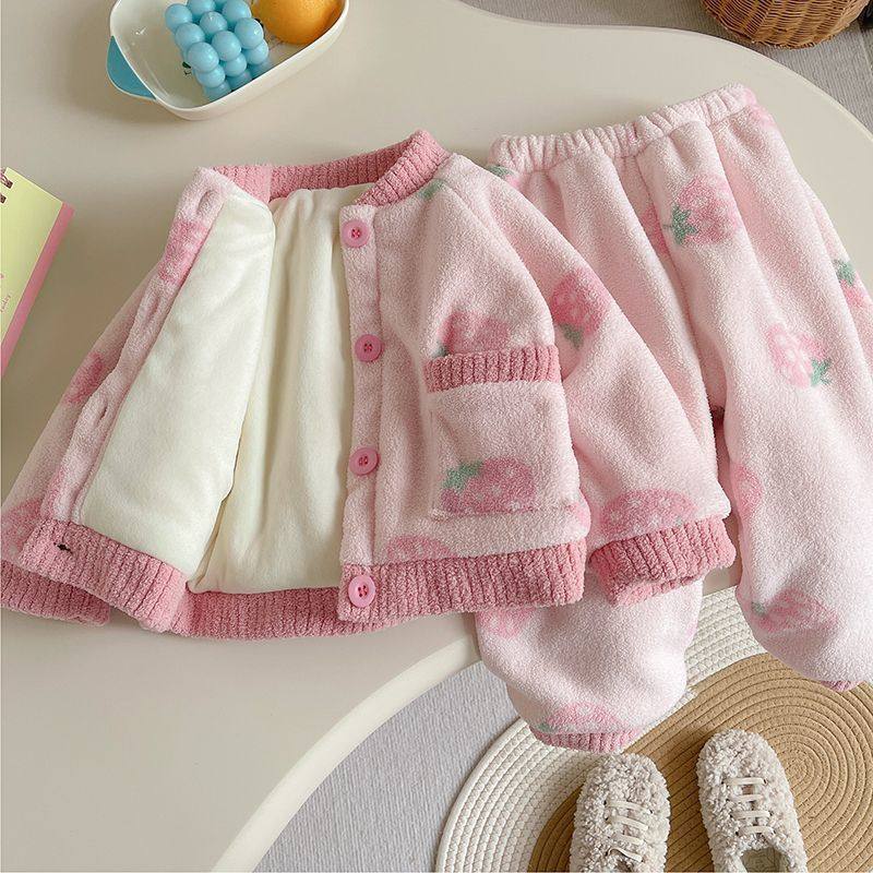 女童珊瑚绒睡衣冬季加绒加厚款夹棉保暖法兰绒女宝宝儿童家居服冬,淘宝优惠券,粉丝福利购,淘宝优惠卷