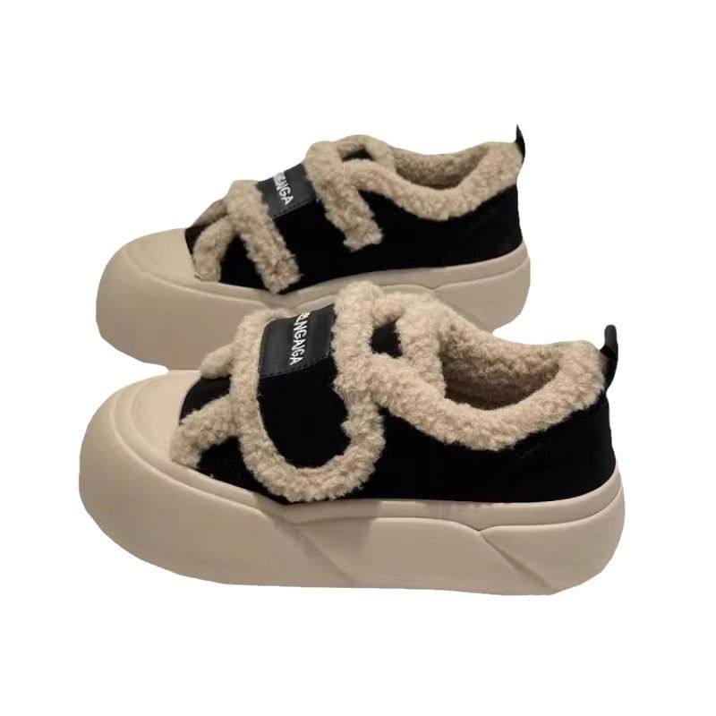 冬季加绒魔术贴松糕底棉鞋女加厚新款面包鞋潮一脚蹬乐福鞋女,淘宝优惠券,粉丝福利购,淘宝优惠卷