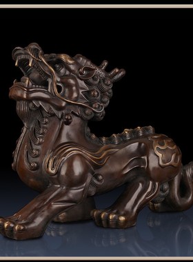 纯铜貔貅摆件一对中式客厅玄关