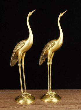 铜鹤摆件黄铜龟鹤延年老年人生日礼物贺寿祝寿礼品铜仙鹤龟鹤