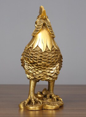 铜鸡摆件大小号铜公鸡十二生肖金钱鸡家居装饰品客厅工艺品摆件