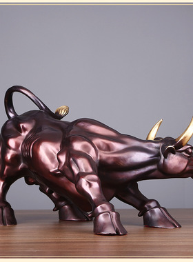 铜华尔街牛摆件铜牛办公室客厅家居牛装饰品工艺品牛开业礼品