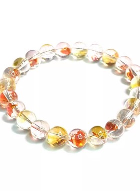 安伯曼到顶顶锦鲤双色胶花水晶手串全珠款8mm