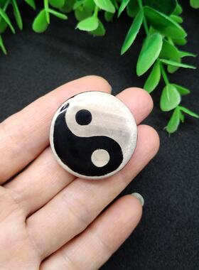 上下通孔老玛瑙吊坠阴阳太极玛瑙玉佩DIY手链项链毛衣链配饰