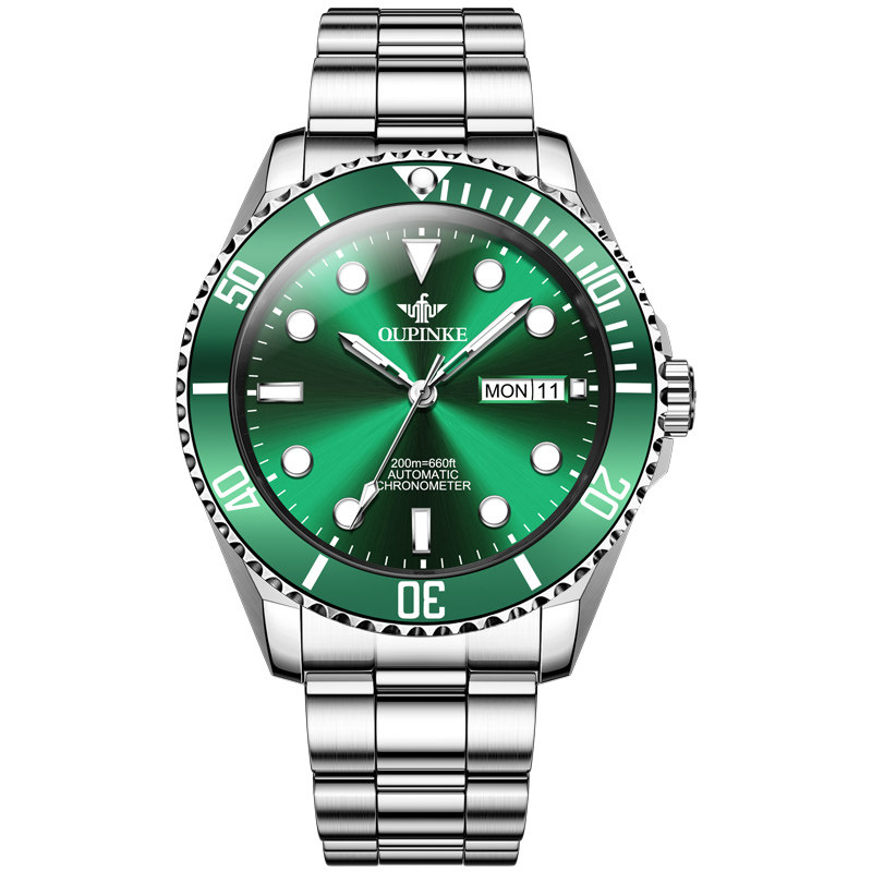 绿水鬼男士机械表全自动瑞士名机芯 欧品客隆坤国产腕表