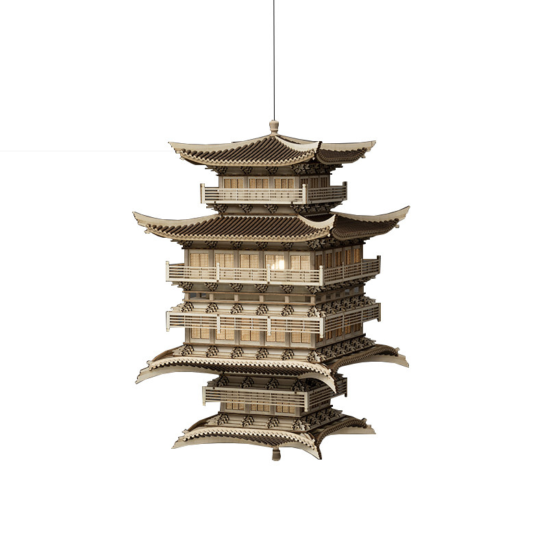 新中式禅意国风创意古建筑镜像山水悬挂木雕装置吊饰酒店民宿摆件,淘宝优惠券,粉丝福利购,淘宝优惠卷