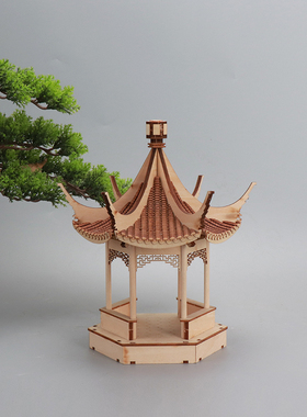 现代新中式轻奢玉石古建筑摆件