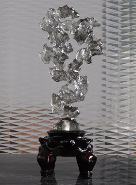 新中式风太湖木底座摆设品假山