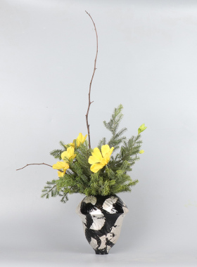 陶瓷仿真花新中式茶室花艺摆件