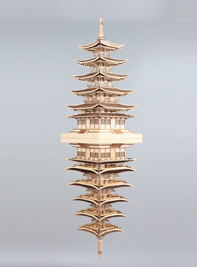 木质中式日式客厅阁楼古建筑摆件