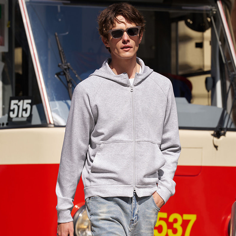 MrBu布先生灰色开衫卫衣男款针织外套长袖秋冬新款双拉链KT16630,淘宝优惠券,粉丝福利购,淘宝优惠卷