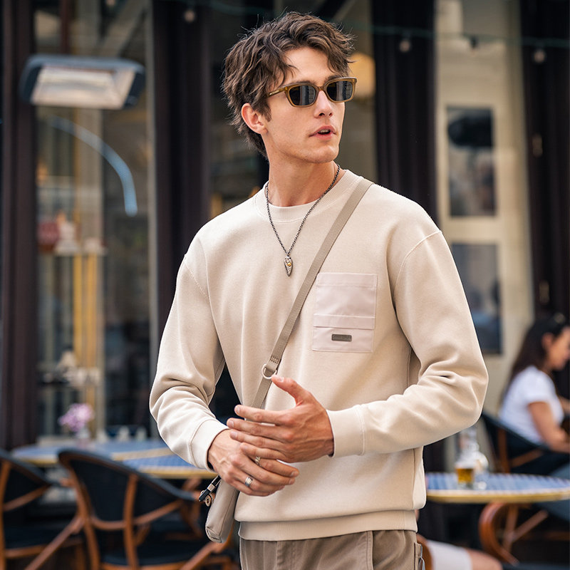 MrBu布先生长袖T恤宽松梭织上衣男款休闲卫衣秋冬圆领KT15719断码,淘宝优惠券,粉丝福利购,淘宝优惠卷