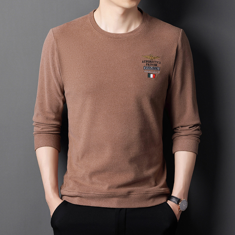 新2021冬圆领刺绣双面绒男士卫衣 恬君蓓T恤