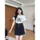 ເສື້ອຍືດແຂນສັ້ນ ພິມແບບ retro splicing + skirt A