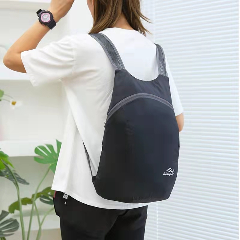 可折叠双肩包环保购物袋便携式超轻随身买菜背包女拉链收纳袋防水 - 图0
