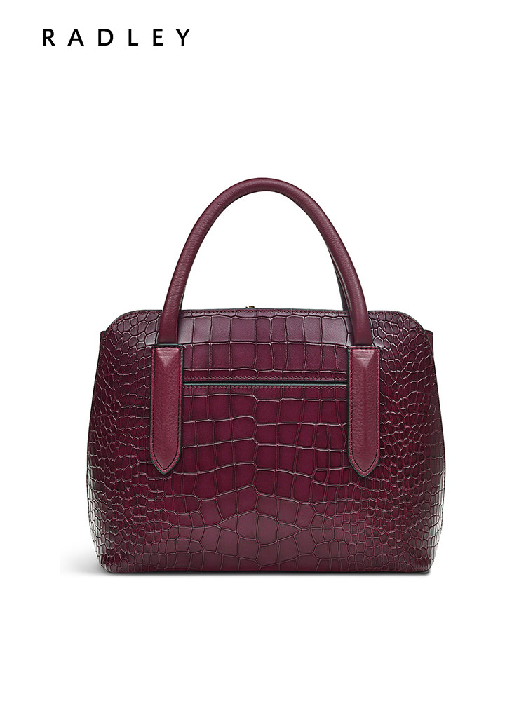 Radley英国奢品牛皮中号酒红手提包贝壳包女鳄鱼纹成熟通勤23SS,淘宝优惠券,粉丝福利购,淘宝优惠卷