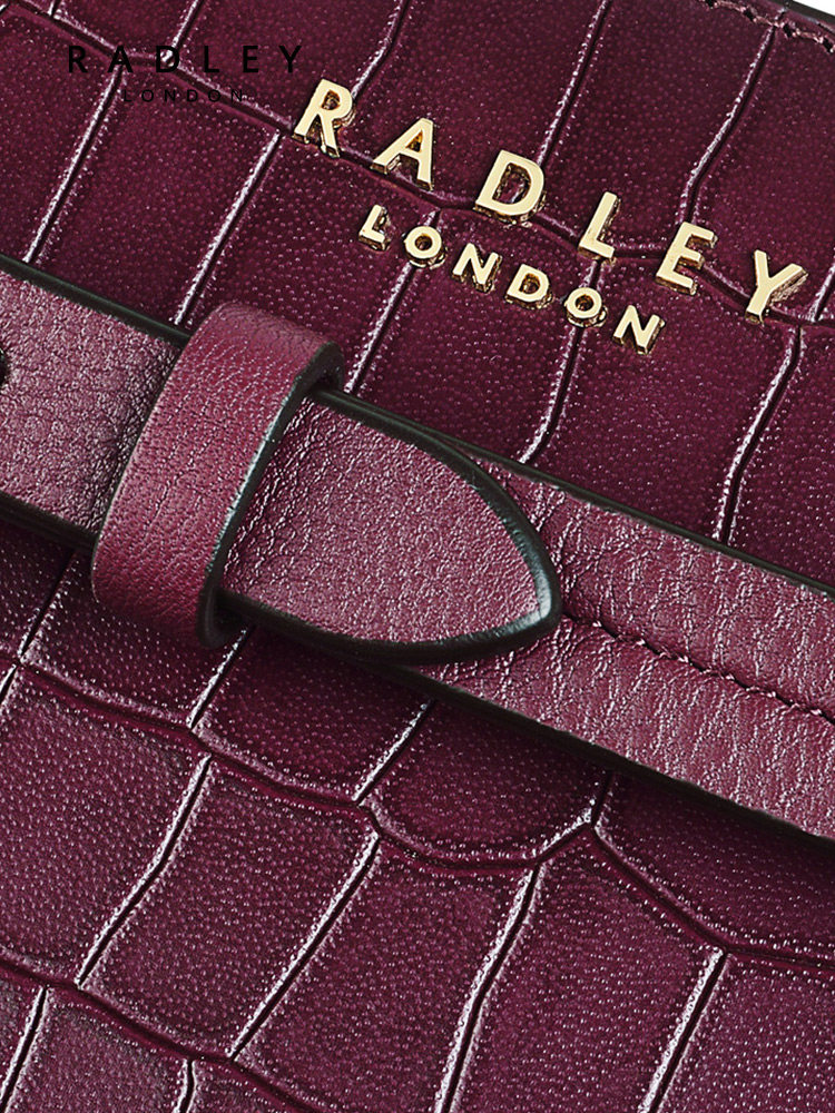 Radley英国奢品牛皮中号酒红手提包贝壳包女鳄鱼纹成熟通勤23SS,淘宝优惠券,粉丝福利购,淘宝优惠卷