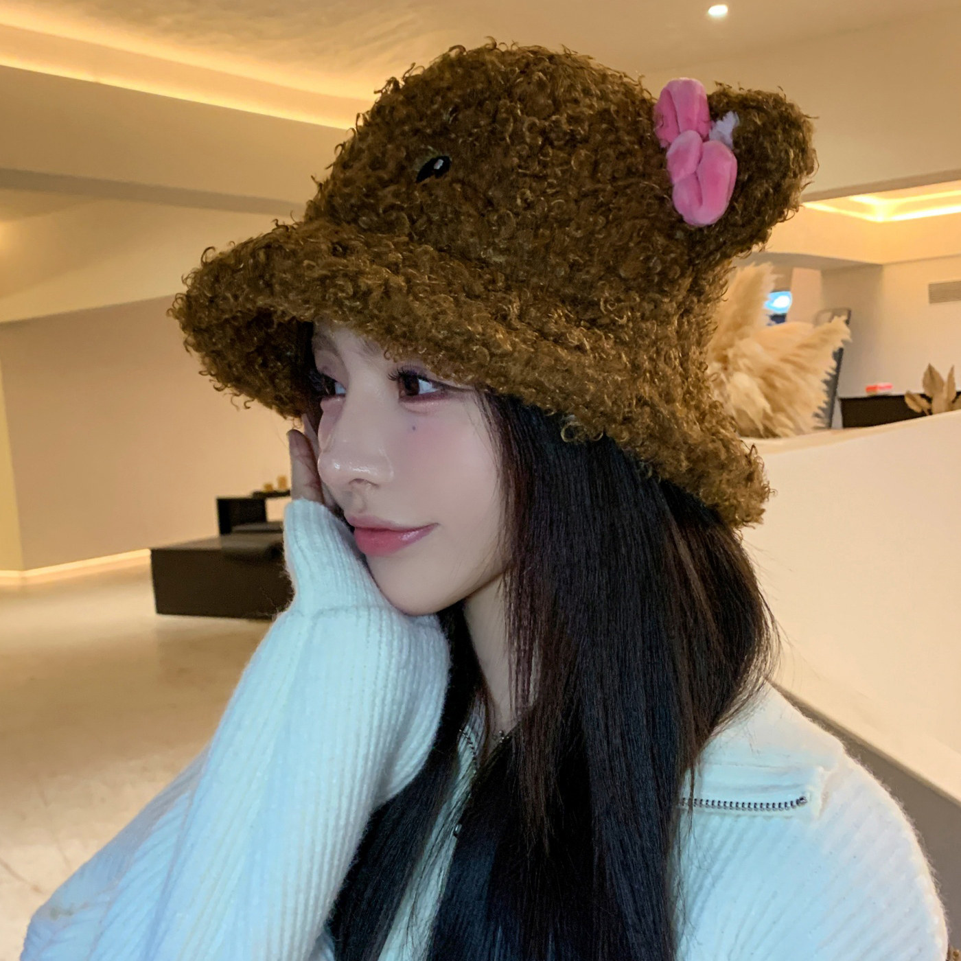 2025新款可爱腮红小猫咪耳朵毛绒帽子女秋冬保暖护耳显脸小渔夫帽,淘宝优惠券,粉丝福利购,淘宝优惠卷