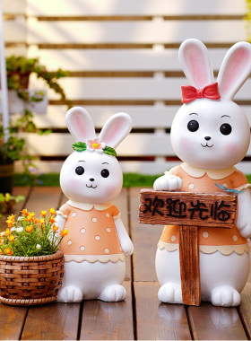 户外庭院可爱兔子多肉花盆