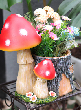 创意仿真蘑菇花盆摆件