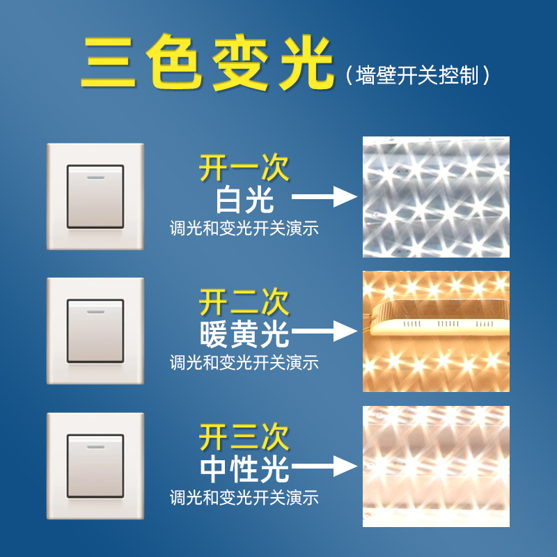 led双色三色变光22cm52cm吸顶灯长条改造灯板天空之城替换灯条片 - 图1