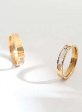 轻奢钛钢戒指小众设计贝壳冷淡风