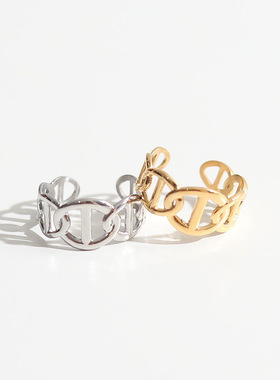 ins冷淡风猪鼻子钛钢戒指女