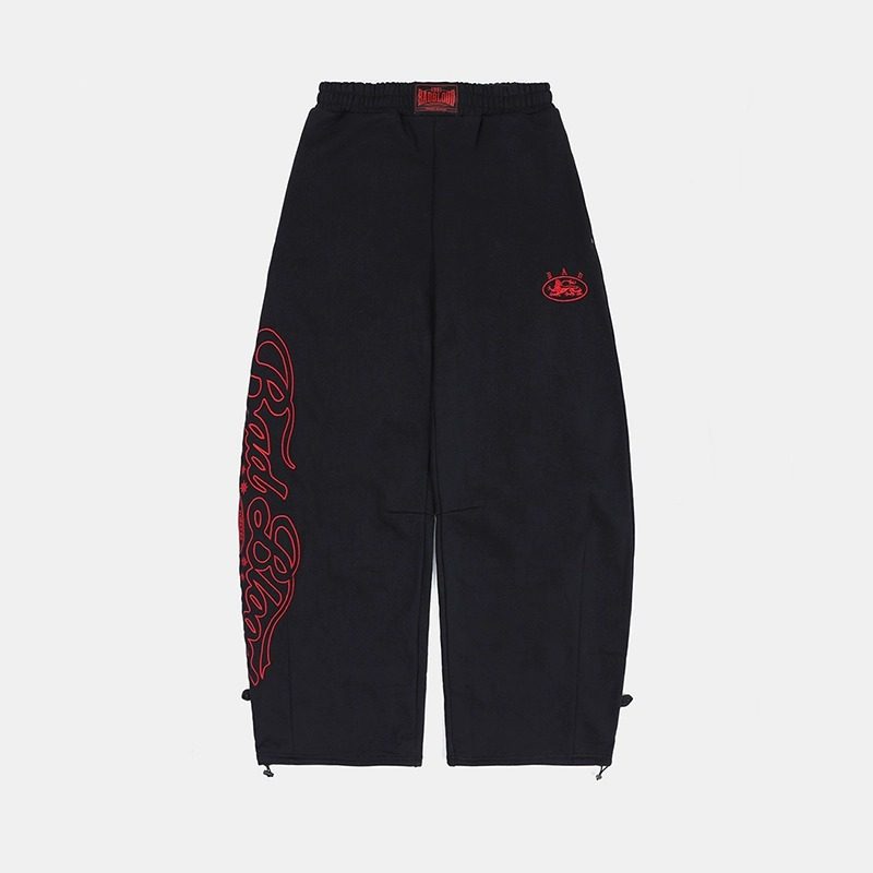 韩国小众badblood美式复古迷彩阔腿裤男女宽松休闲情侣刺绣弯刀裤