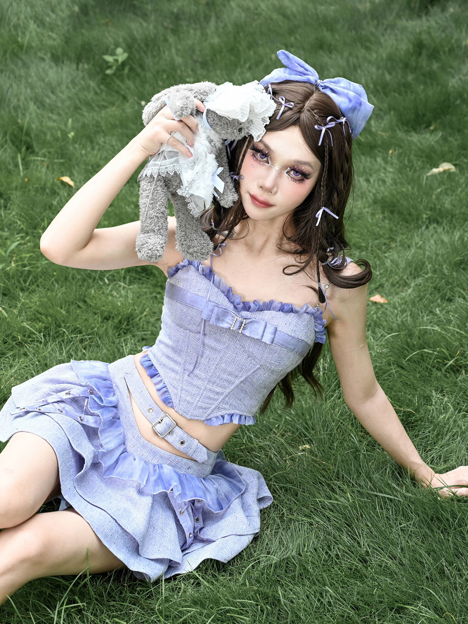 虚轨原创 筑梦师 甜美少女显瘦蝴蝶结小香风短款设计感吊带上衣女 - 图3
