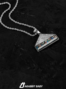 钛钢麻花链男女晚餐图案吊坠项链