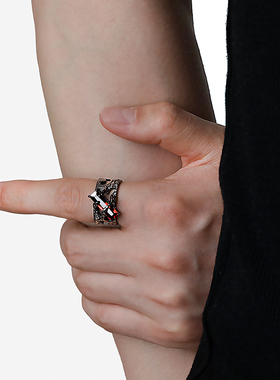 暗黑风学者戒指男小众设计