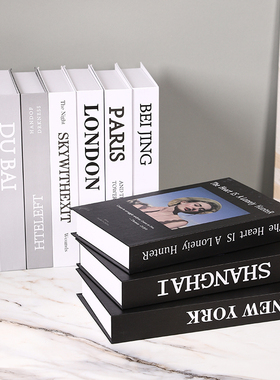 简约现代全英文假书摆件拍照模型