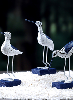 新款地中海裂纹海鸟三件套摆件